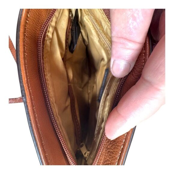 Franco Sarto Brown Leather Crossbody Bag With Buckle Accents & Adjustable Strap - Picture 8 of 10